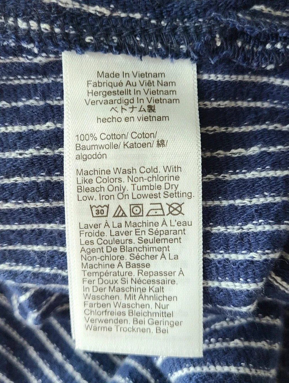 J. Crew Knit Blue Ivory Feeder Stripe Short Sleeve Button-Down Shirt